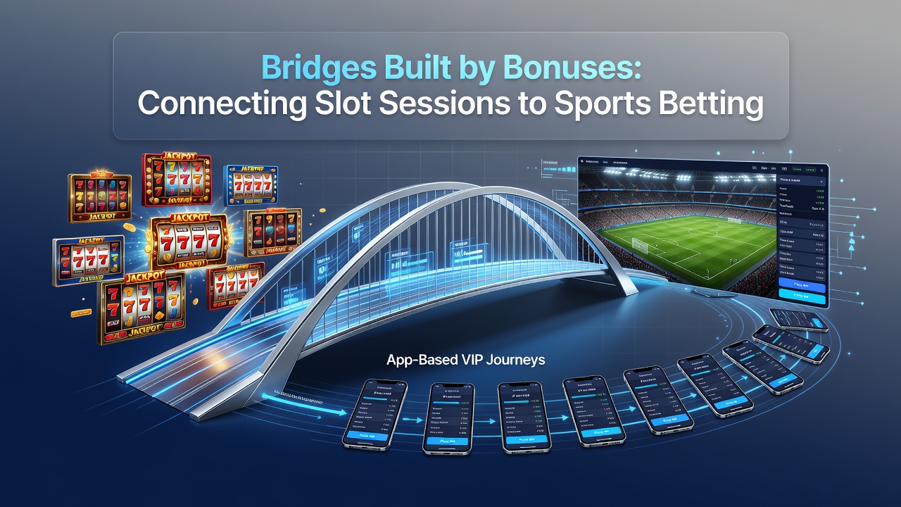Mobile app interface showing slot games transitioning to sports betting options with bonus indicators highlighted