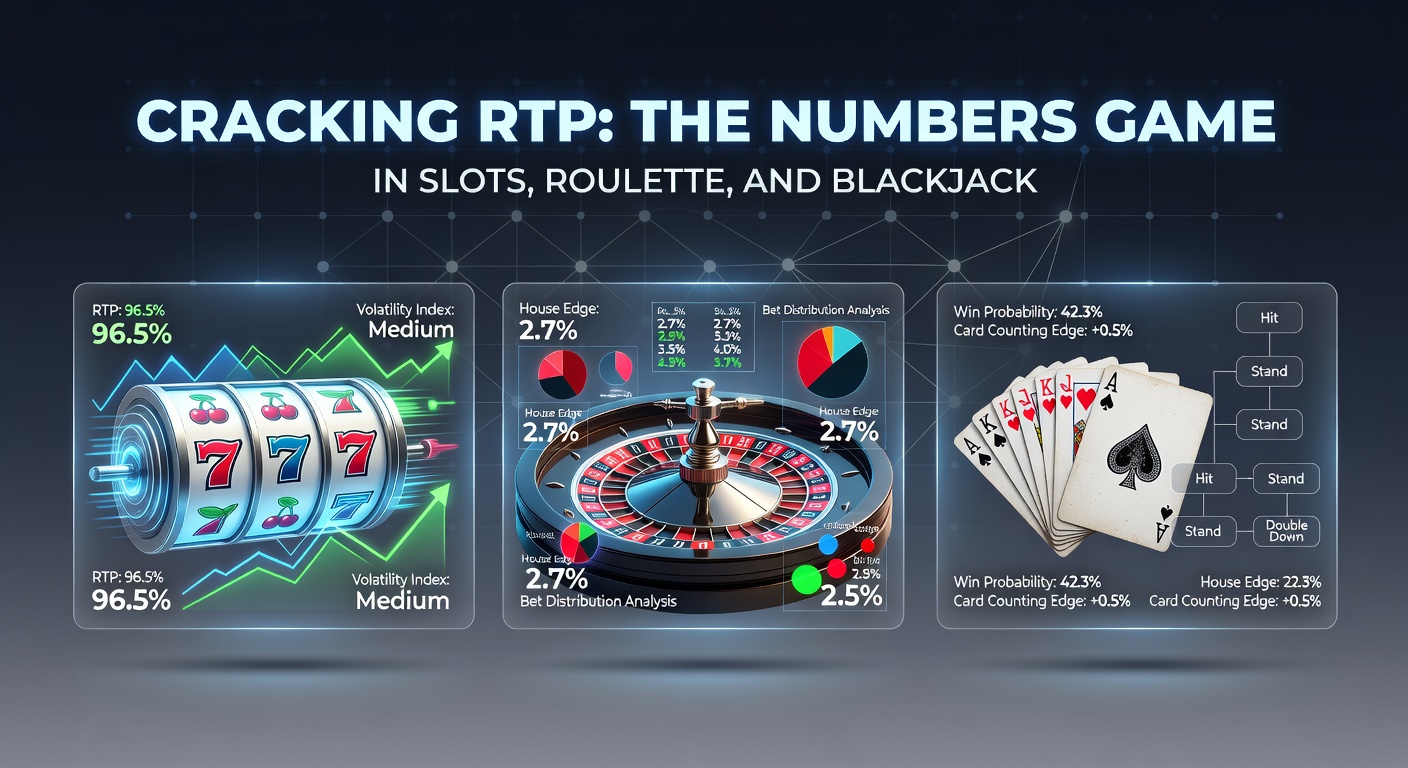 Digital display showing slot machine reels spinning with RTP percentages overlaid, highlighting the mathematical edge in casino games