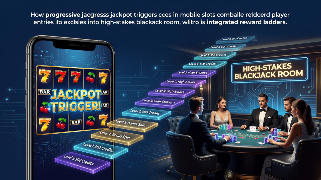 Mobile slot interface displaying a progressive jackpot win notification with reward ladder progress indicators
