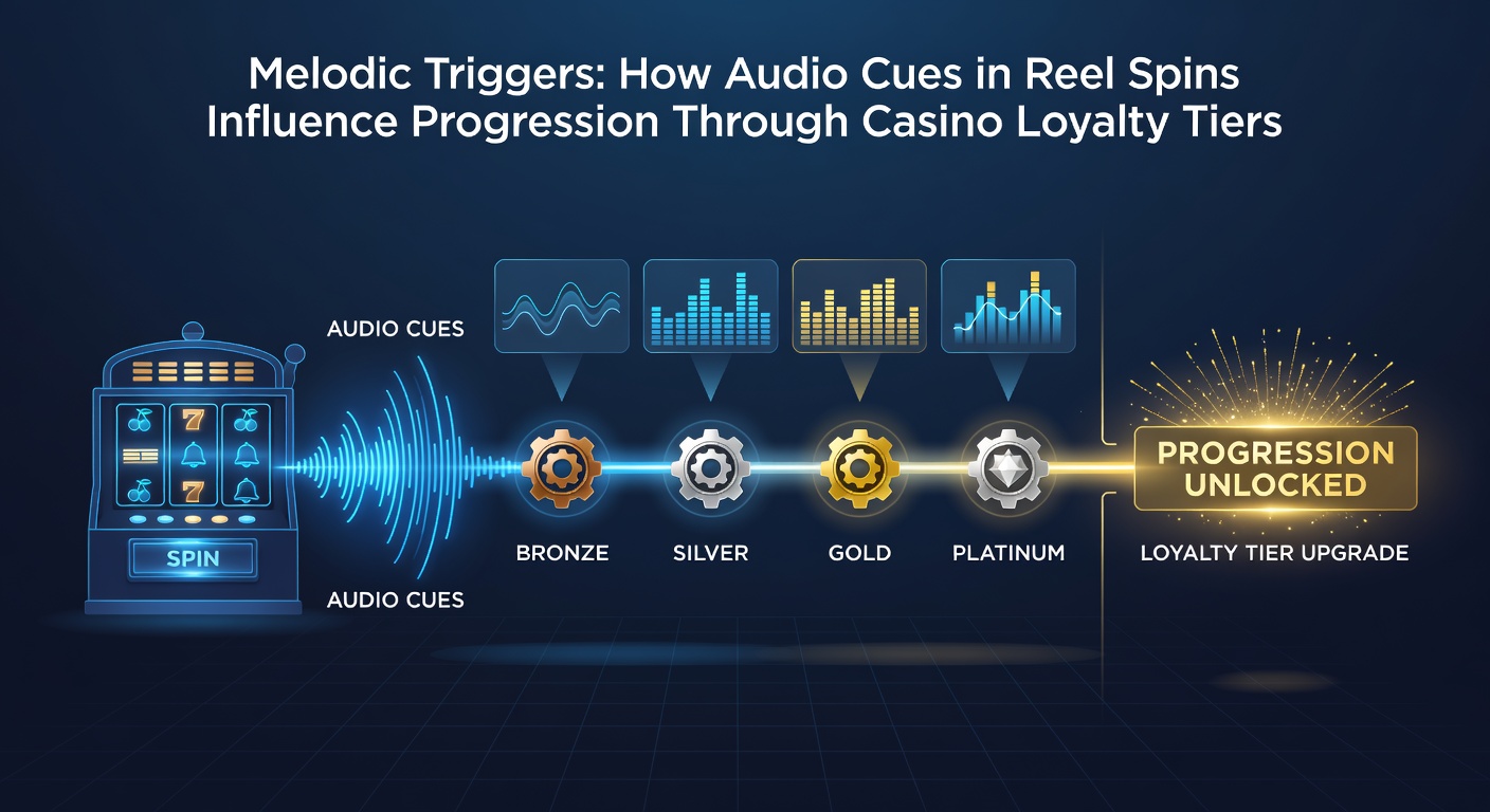 Close-up of smartphone interface showing loyalty tier progress bar synchronized with spinning slot reels and audio cue markers